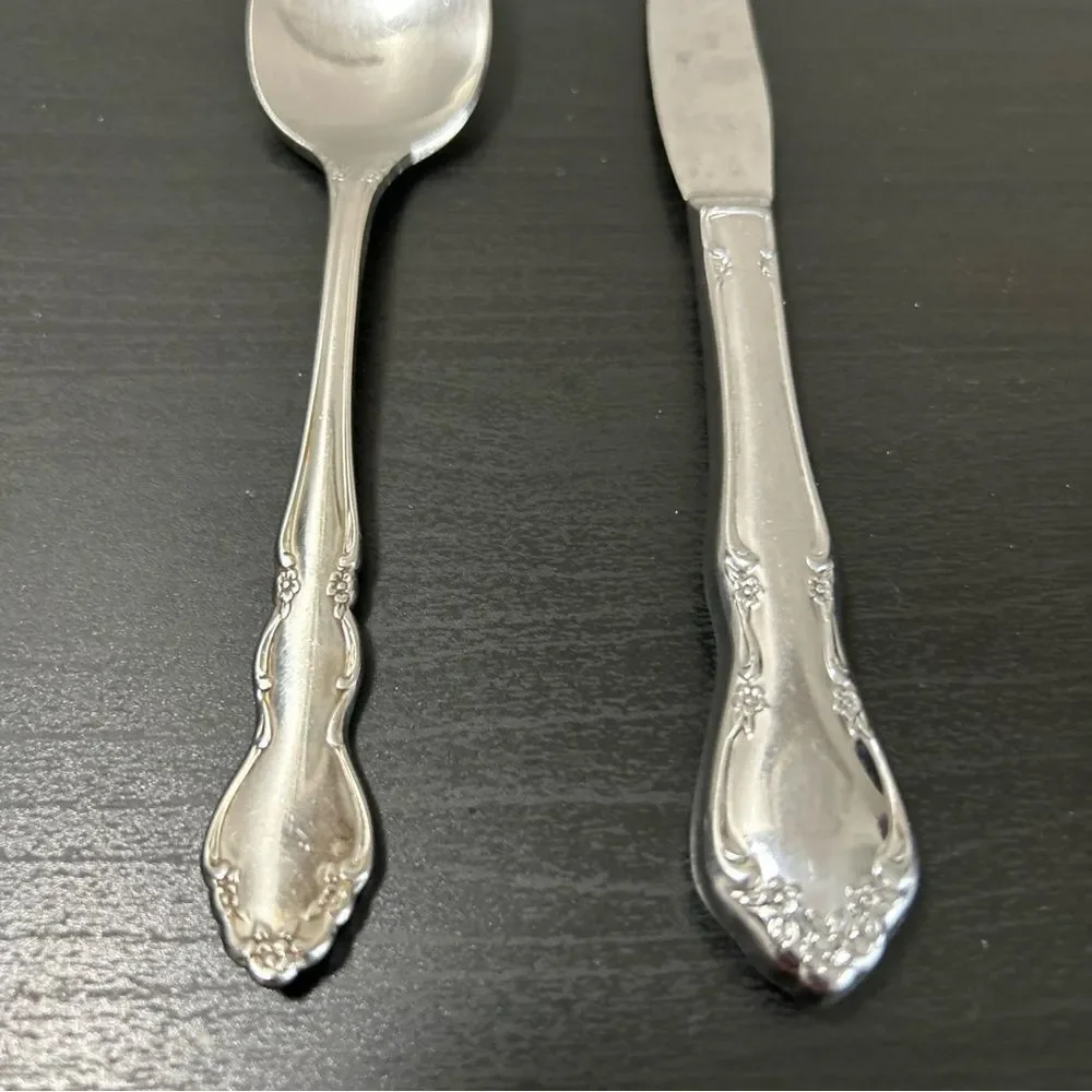 Oneida Cube Stainless Dover Teaspoon 6” & Butter Knife 6 3/4”